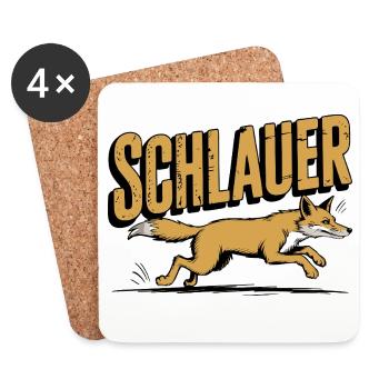  Schlauer Fuchs Für Clevere Köpfe In Schule - Untersetzer (4er-Set) - Weiß - Vorne