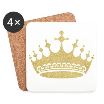 Gilded Crown Glitter Print - Coasters (set of 4) - white - Front