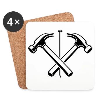 Artisan Hammer Nail Motif - Coasters (set of 4) - white - Front