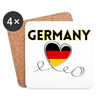 Germany German Football Soccer Ball Travel Retro - Dessous de verre (lot de 4) - blanc - Devant