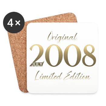 18. Geburtstag Geschenk Vintage Juli Jahrgang 2008 - Untersetzer (4er-Set) - Weiß - Vorne