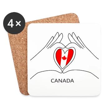 Cœur du Canada avec drapeau canadien Fan du Canada - Dessous de verre (lot de 4) - blanc - Devant