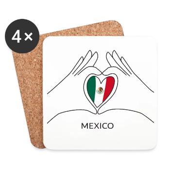 Mexico Herz mit Mexikanischer Flagge Mexiko Fan - Untersetzer (4er-Set) - Weiß - Vorne