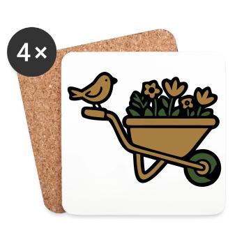 Wheelbarrow Flowers Allotment Gardener - Coasters (set of 4) - white - Front