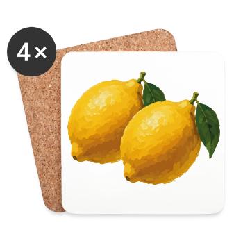 Lemon Brush Art - Dessous de verre (lot de 4) - blanc - Devant