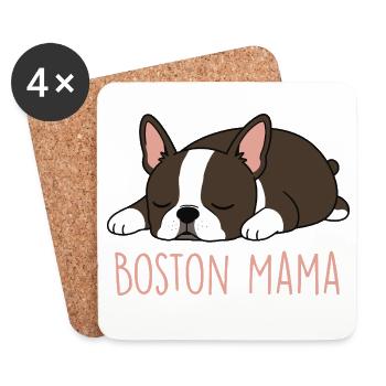 Boston Mama Boston Terrier Hund Mama Liebhaber - Untersetzer (4er-Set) - Weiß - Vorne