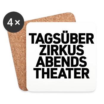 Tagsuber Zirkus Abends Theater Shirt - Untersetzer (4er-Set) - Weiß - Vorne