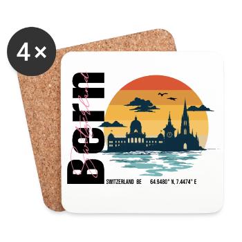 Bern_Skyline_Vintage_Sunset - Dessous de verre (lot de 4) - blanc - Devant