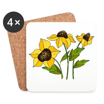Fleur - Dessous de verre (lot de 4) - blanc - Devant