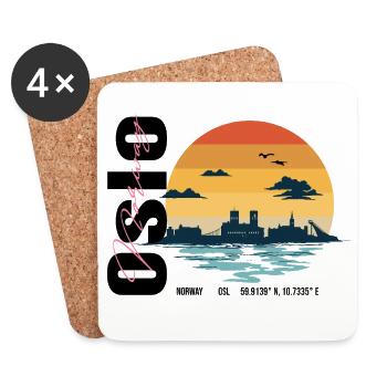 Oslo Skyline Silhouette - Untersetzer (4er-Set) - Weiß - Vorne