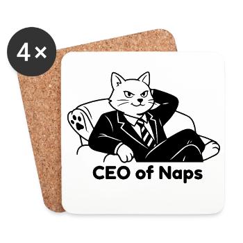 PDG de Naps Cat in Suit Design - Dessous de verre (lot de 4) - blanc - Devant