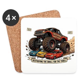 Monster-Truck-Retro-Stil - Untersetzer (4er-Set) - Weiß - Vorne