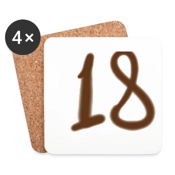Brown Hand Drawn 18 Digit - Coasters (set of 4) - white - Front