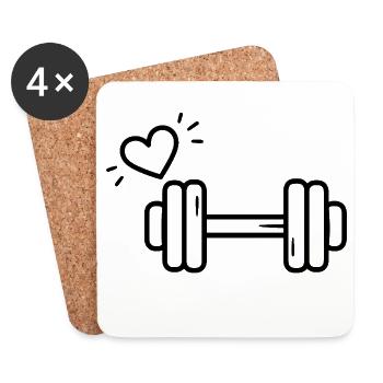 Passion Fitness Heart Dumbbell T-shirt - Coasters (set of 4) - white - Front