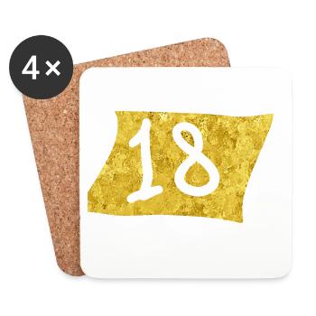Design de célébration Golden 18 - Dessous de verre (lot de 4) - blanc - Devant