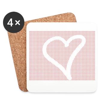 Red Dot Heart Contour - Coasters (set of 4) - white - Front