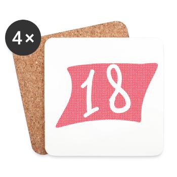 Design à points roses pour le 18e anniversaire - Dessous de verre (lot de 4) - blanc - Devant