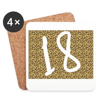 Leopard Pattern with Large Ampersand - Coasters (set of 4) - white - Front