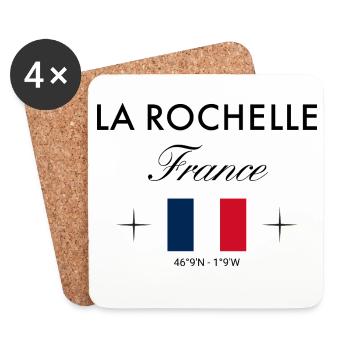 La Rochelle Frankreich Koordinaten Reise Souvenir - Untersetzer (4er-Set) - Weiß - Vorne