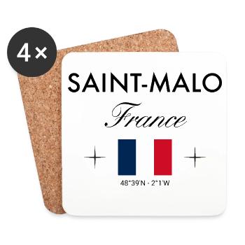 Saint Malo Frankreich Koordinaten Reise Souvenir - Untersetzer (4er-Set) - Weiß - Vorne