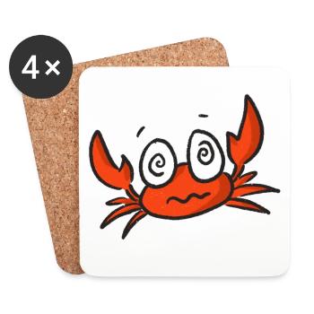 Roter Krabbencartoon mit großen Augen - Untersetzer (4er-Set) - Weiß - Vorne