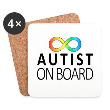 Autiste à bord : autocollants sur la neurodiversité - Dessous de verre (lot de 4) - blanc - Devant