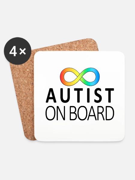 Autist on Board: Neurodiversity Stickers - Coasters (set of 4) - white