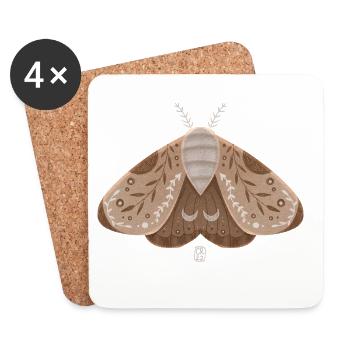 Earthy moth with botanical pattern - Coasters (set of 4) - white - Front