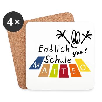Endlich Schule Matteo  - Untersetzer (4er-Set) - Weiß - Vorne