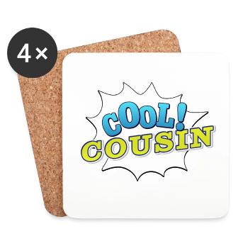 Cool Cousin Badge-Design für den Lieblingscousin - Untersetzer (4er-Set) - Weiß - Vorne