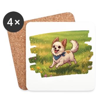 Un mignon chihuahua qui traverse la prairie - Dessous de verre (lot de 4) - blanc - Devant