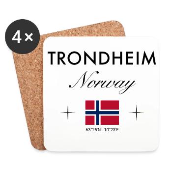 Trondheim Norwegen Koordinaten Reise Souvenir - Untersetzer (4er-Set) - Weiß - Vorne