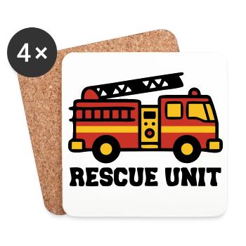 Feuerwehrauto Logo - Untersetzer (4er-Set) - Weiß - Vorne