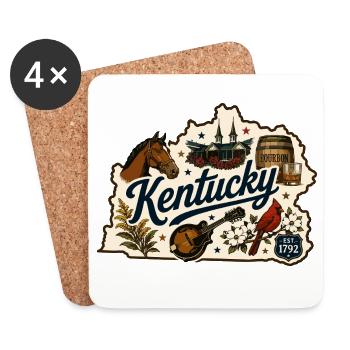 Vintage-Kentucky Bluegrass-Bourbon-Aufkleber - Untersetzer (4er-Set) - Weiß - Vorne