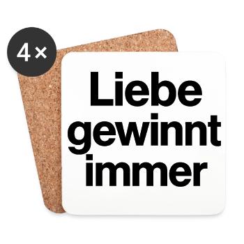 Liebe gewinnt immer Schriftzug Motiv CSD LGBTQ - Untersetzer (4er-Set) - Weiß - Vorne