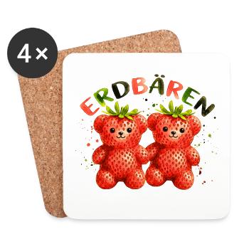 Erdbären Süßes Erdbeere Bären Wortspiel Design - Untersetzer (4er-Set) - Weiß - Vorne