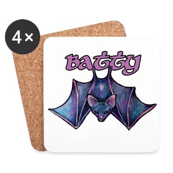 Batty Night Bat-Fledermaus-Illustration - Untersetzer (4er-Set) - Weiß - Vorne
