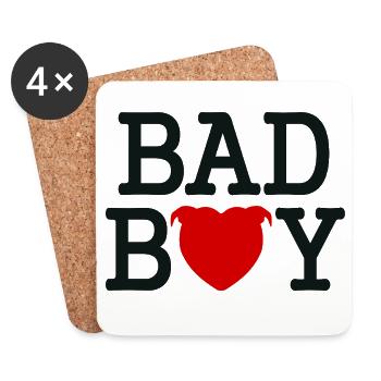 Bad boy head heart staffie - 045 - Coasters (set of 4) - white - Front