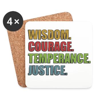 4 Stoic Virtues Retro Rainbow - Untersetzer (4er-Set) - Weiß - Vorne