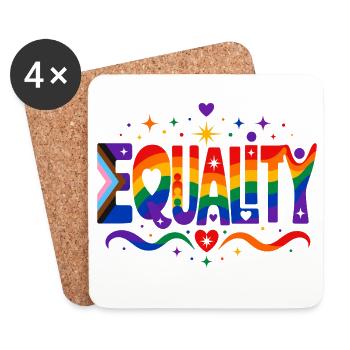 Equality Regenbogen Vielfalt Shirt Sticker Kissen - Untersetzer (4er-Set) - Weiß - Vorne