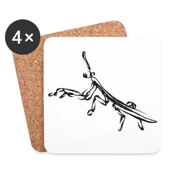 Schwarze Heuschrecke – Insektenillustration - Untersetzer (4er-Set) - Weiß - Vorne