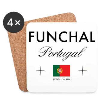 Funchal Portugal Koordinaten Reise Souvenir - Untersetzer (4er-Set) - Weiß - Vorne