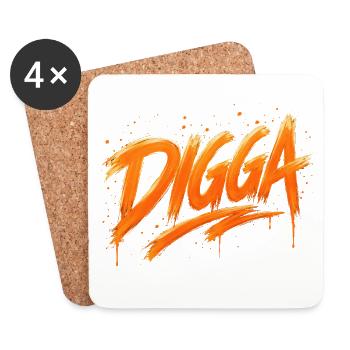 DIGGA – Urban Graffiti Statement - Untersetzer (4er-Set) - Weiß - Vorne