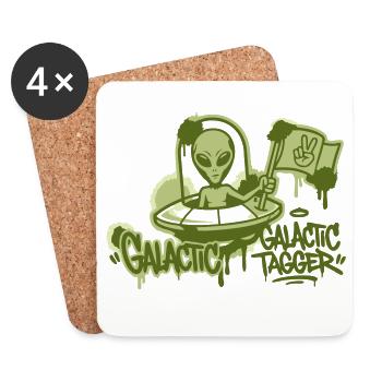 Alien Ufo Graffiti Graphic - Coasters (set of 4) - white - Front