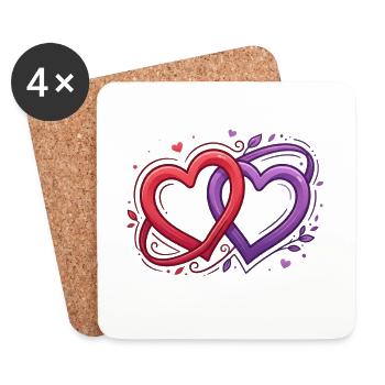 Intricate heart duets - Coasters (set of 4) - white - Front