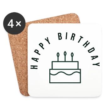 HAPPY BIRTHDAY. JOYEUX ANNIVERSAIRE. ANNIVERSAIRE. - Dessous de verre (lot de 4) - blanc - Devant