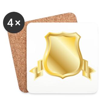 Emblème du Bouclier d’Or, Emblème vierge, Héraldique de luxe B - Dessous de verre (lot de 4) - blanc - Devant