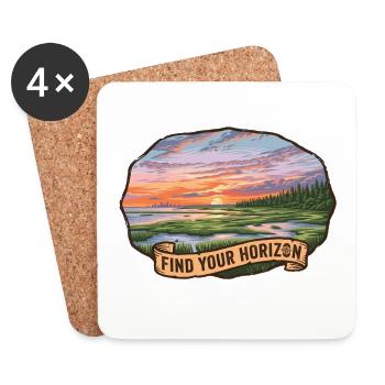 Paysage pittoresque avec coucher de soleil et ruban - Dessous de verre (lot de 4) - blanc - Devant
