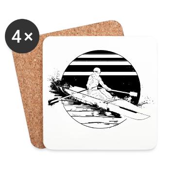 Rower Drawing - Coasters (set of 4) - white - Front