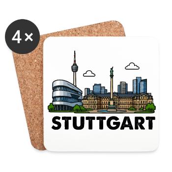 Stuttgart Skyline Stadt - Untersetzer (4er-Set) - Weiß - Vorne